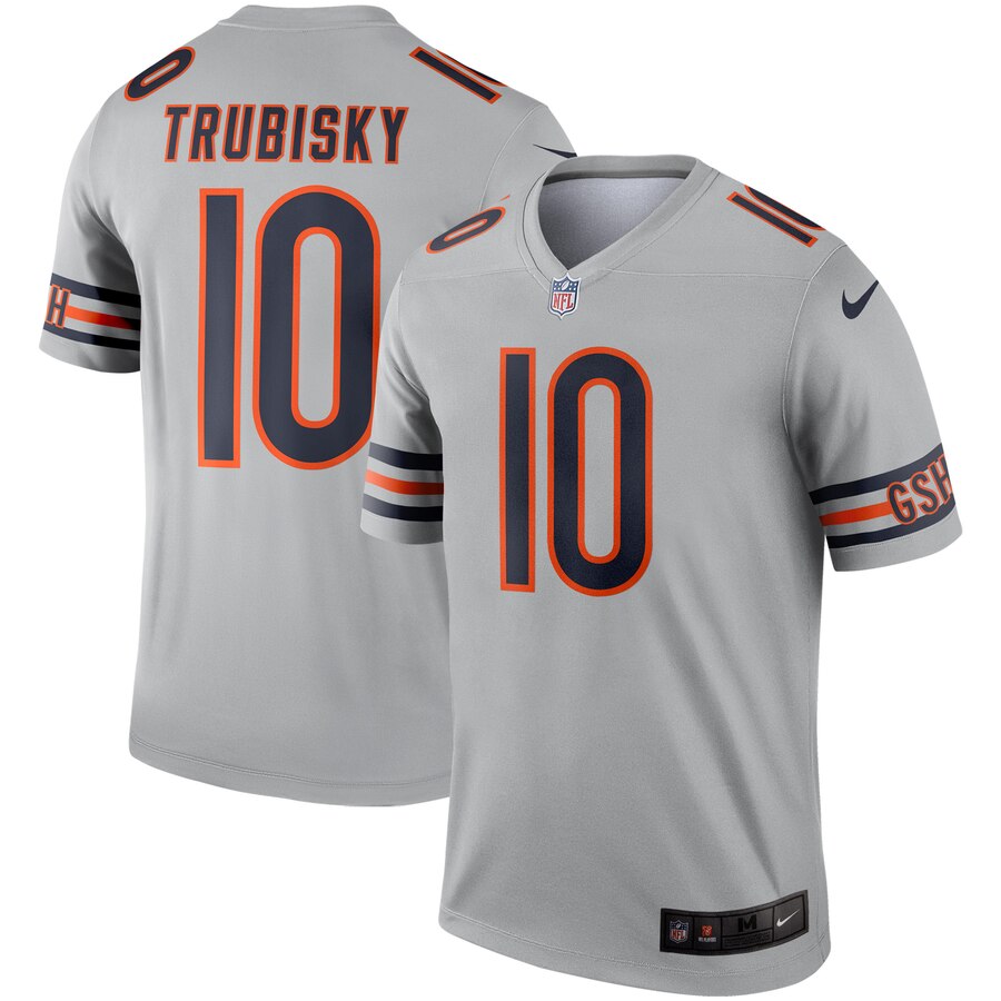 Men Chicago Bears #10 Trubisky Grey Nike Limited NFL Jerseys